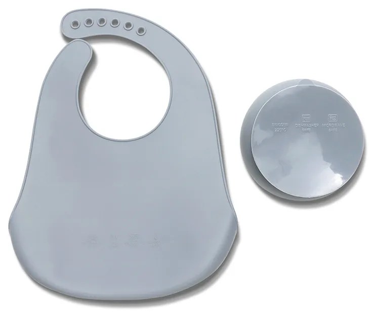 Σετ Φαγητού από Σιλικόνη (μπωλ & σαλιάρα) Grey 10230710003