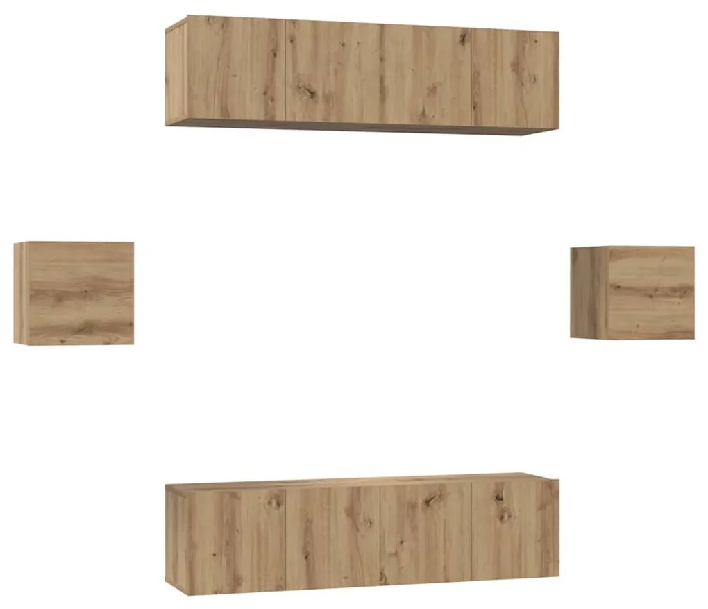 vidaXL Σετ επίπλου τηλεόρασης 6 pcs artisan δρυς Επεξεργασμένο ξύλο
