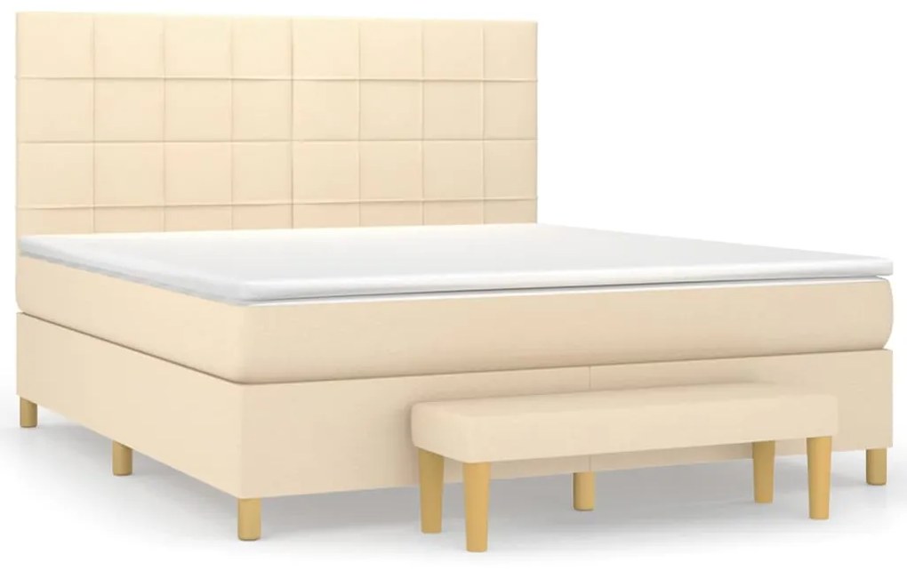 vidaXL Κρεβάτι Boxspring με Στρώμα Κρεμ 160x200 εκ. Υφασμάτινο