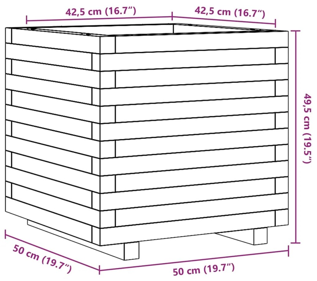 Ζαρντινιέρα Κήπου 50x50x49,5 εκ. από Εμποτισμένο Ξύλο Πεύκου - Καφέ