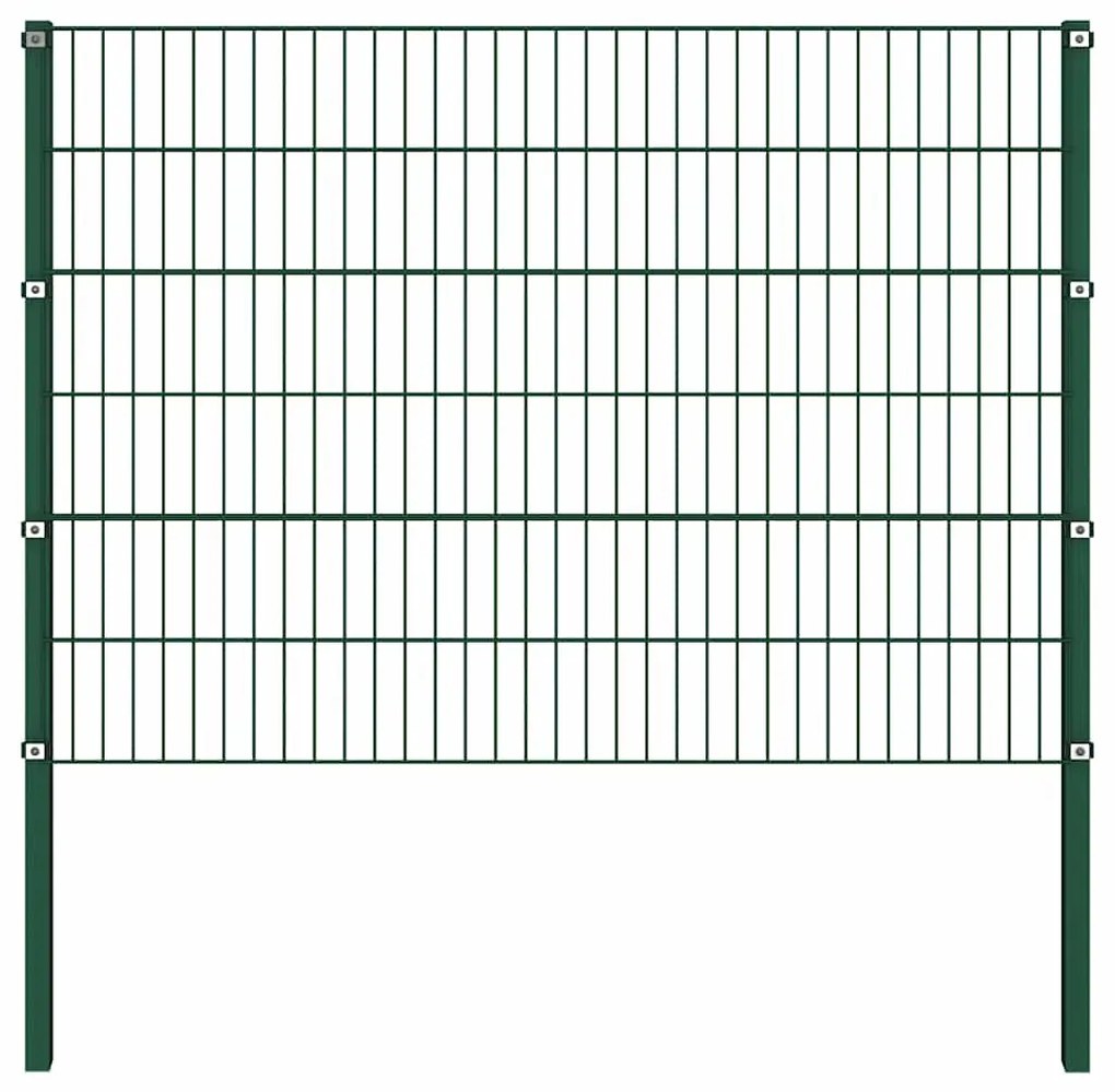 vidaXL Πάνελ Περίφραξης με Στύλους Σιδερένιο Πράσινο 349 x 120 εκ.