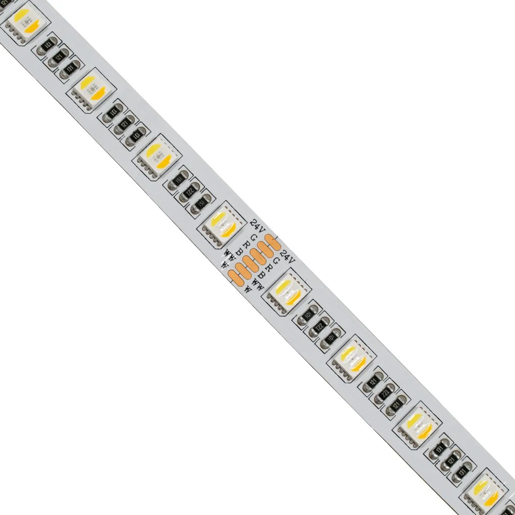 GloboStar® 70265 Ταινία LED SMD 5050 RGBW + WW 5in1 5m 20.4W/m 60LED/m 120° DC 24V IP20 1150lm/m Ψυχρό Λευκό 6000K &amp; 1050lm/m Θερμό Λευκό 3000K &amp; 900lm/m RGB