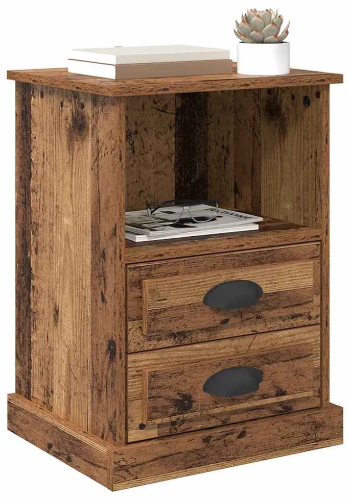 vidaXL Κομοδίνο 2 pcs Παλιό ξύλο 36 x 43 x 60 εκ Επεξεργασμένο ξύλο