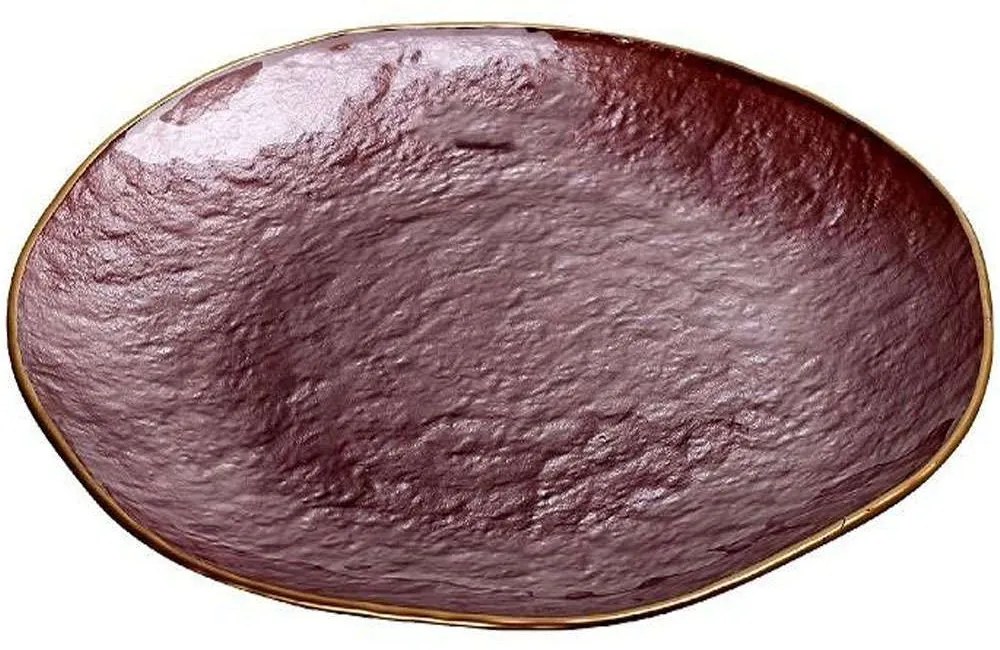 Διακοσμητική Πιατέλα Shine DAC1808 Φ28cm Pink-Gold Espiel Glass