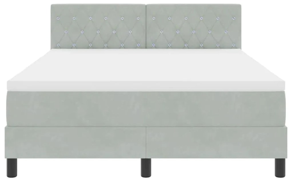 vidaXL Κρεβάτι με ελατήρια Ανοιχτό γκρι 140 x 200 cm Βελούδο