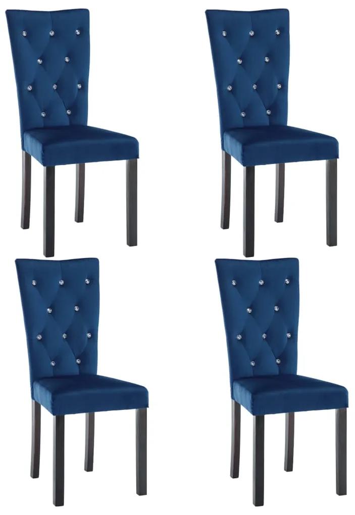 vidaXL Καρέκλες Τραπεζαρίας 4 τεμ. Σκούρο Μπλε Βελούδινες