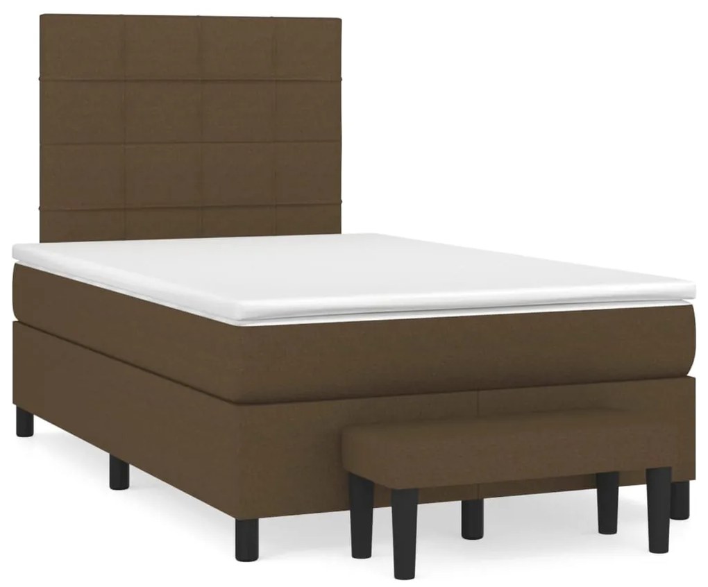 vidaXL Κρεβάτι Boxspring με Στρώμα Σκούρο Καφέ 120x200 εκ. Υφασμάτινο