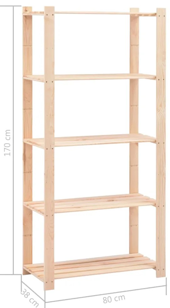 vidaXL Ραφιέρα 5 Επιπέδων 250 κ. 80x38x170 εκ. από Μασίφ Ξύλο Πεύκου