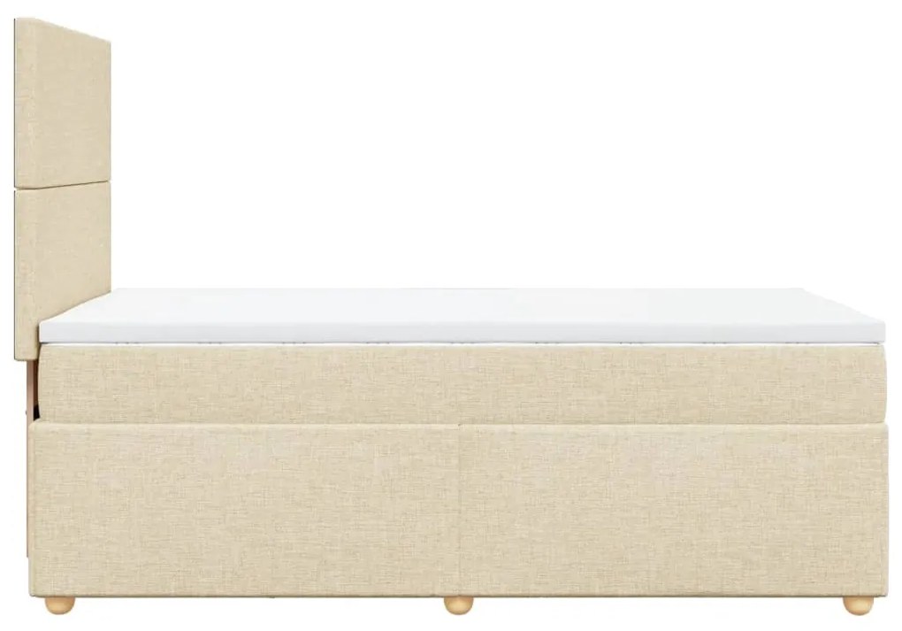 vidaXL Κρεβάτι Boxspring με Στρώμα Κρεμ 90x200 εκ.Υφασμάτινο