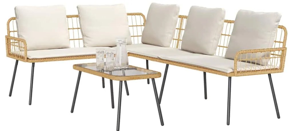 vidaXL Σετ Καναπέ Κήπου με μαξιλάρι 2 pcs Φυσικό συνθετικό ρατάν