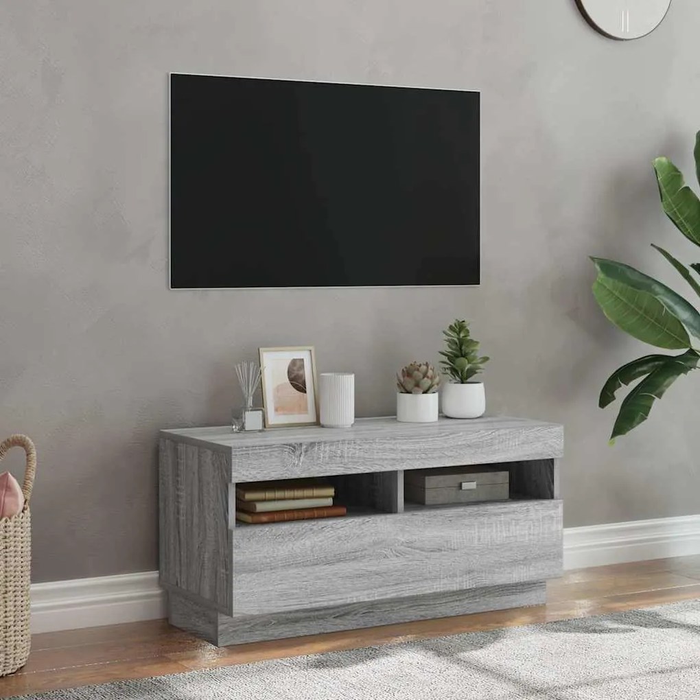 vidaXL Έπιπλο Τηλεόρασης με LED Γκρι Sonoma 80x35x40 εκ.