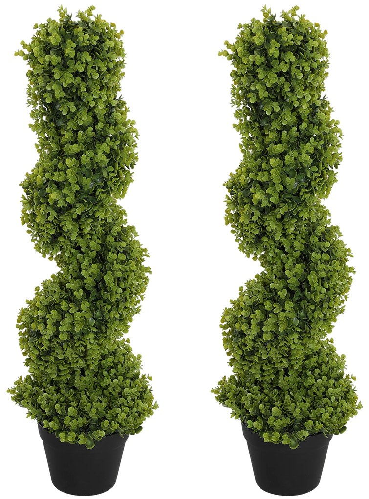 HOMCOM Σετ 2 Τεχνητών Φυτών σε Γλάστρα, Τεχνητά Φυτά για Σπίτι, Εσωτερικού Χώρου, Εξωτερικού Χώρου, 90 cm, Πράσινο