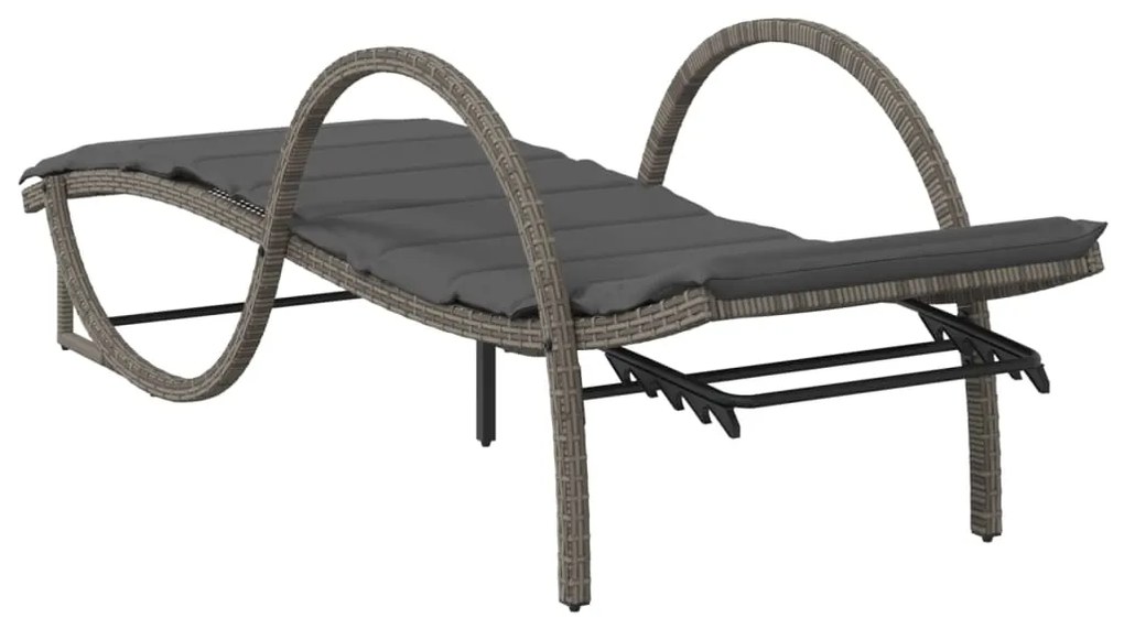 vidaXL Ξαπλώστρες 2 τεμ. Γκρι από Συνθετικό Ρατάν με Τραπέζι