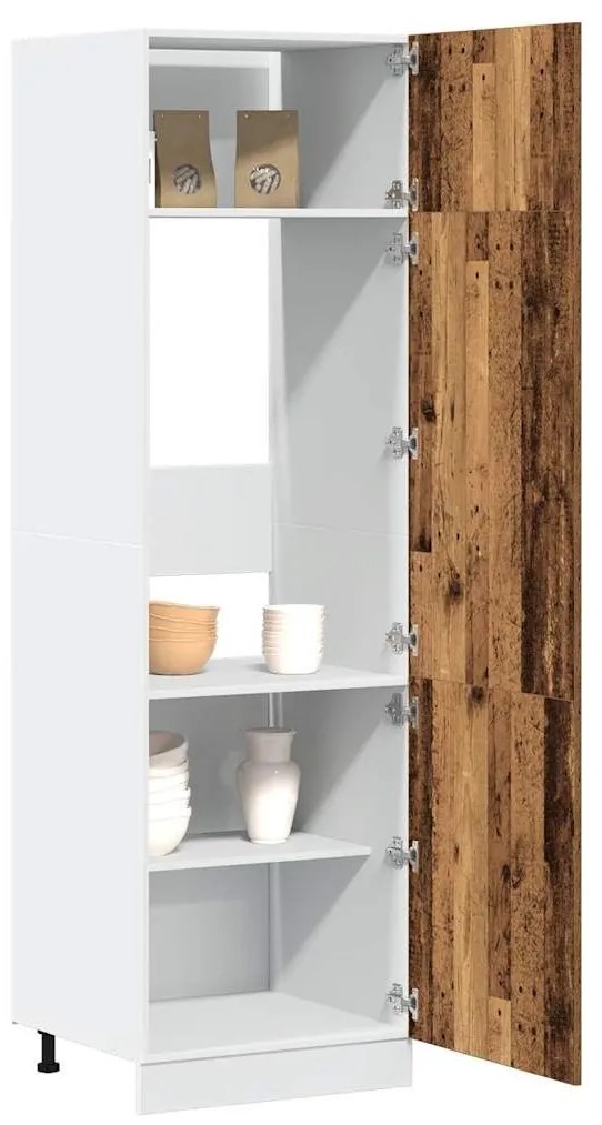 Ντουλάπι ψυγείου Παλιό ξύλο 60x57x207 cm Ξύλινο μηχανουργείο - Καφέ