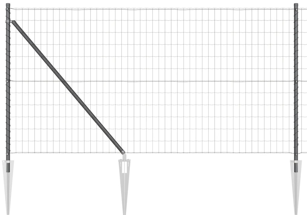 vidaXL Euro Fence με 13 Στεφανάκια 1x25 μ Γαλβανισμένος Χάλυβας Γκρι