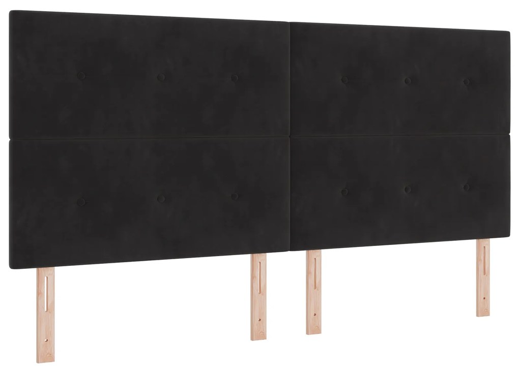 vidaXL κρεβάτι με στρώμα Box Spring Μαύρο 200x200 εκ Βελούδο