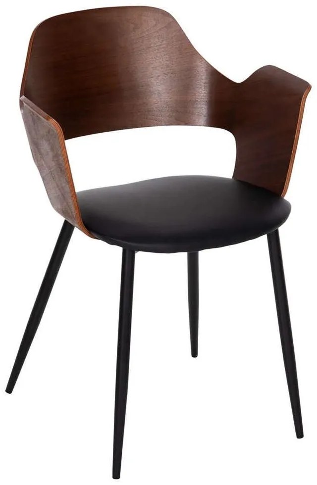 Καρέκλα Velp HM9616.03 55,5x50x79cm Με Μεταλλικά Πόδια Από Ξύλο Wallnut-Black Metal, Fabric, Technoderma