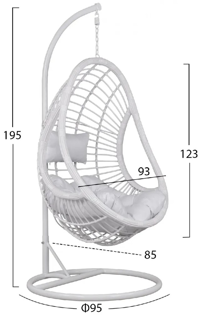 ΚΡΕΜΑΣΤΗ ΠΟΛΥΘΡΟΝΑ ΦΩΛΙΑ CALLIE HM5541.03 ΜΕ ΛΕΥΚΟ WICKER &amp; ΜΑΞΙΛΑΡΙΑ Φ105Χ195Υ εκ.