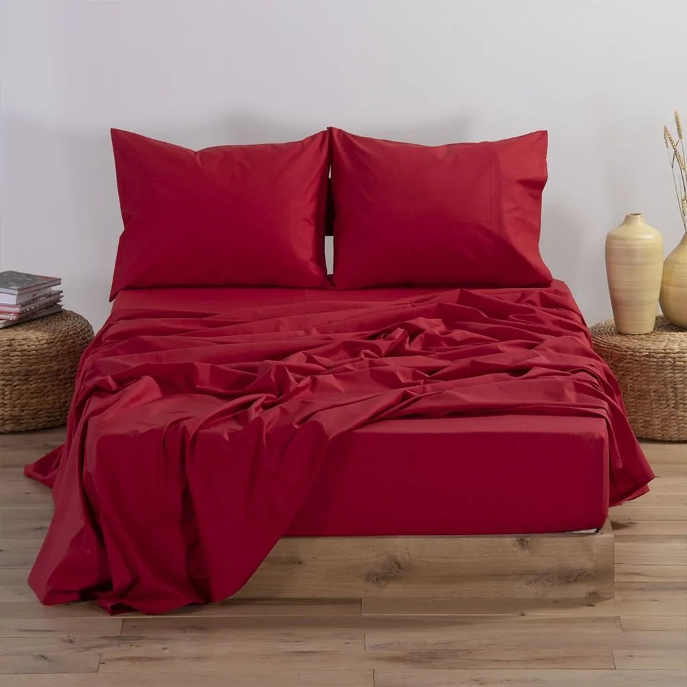 Σεντόνι Basic Red Nef-Nef Μονό 170x270cm 100% Cotton