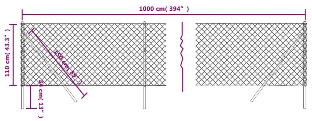 vidaXL Συρματόπλεγμα Περίφραξης Ανθρακί 1,1 x 10 μ.