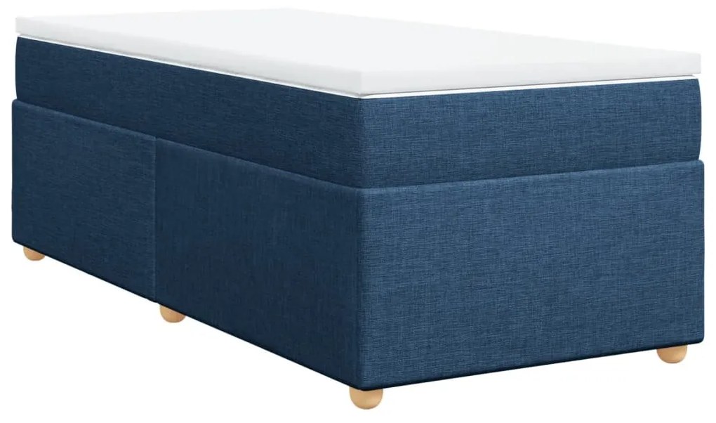 vidaXL Κρεβάτι Boxspring με Στρώμα Μπλε 90x200 εκ.Υφασμάτινο