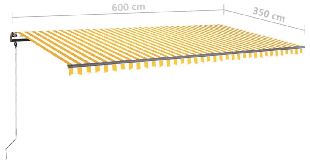 Τέντα Συρόμενη Χειροκίνητη Ανεξάρτητη Κίτρινο/Λευκό 600x350εκ. - Κίτρινο