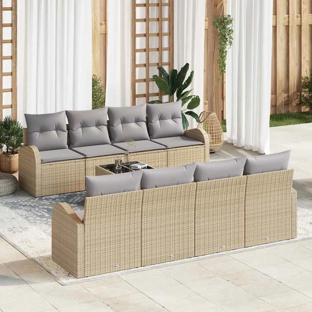 vidaXL Σετ Καναπέ Κήπου 7 pcs Μπεζ 55 x 55 x 37 εκ συνθετικό ρατάν