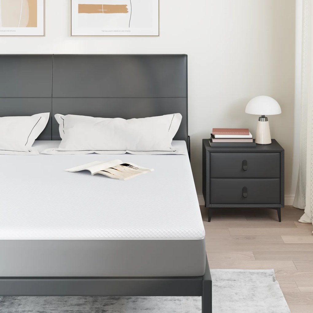 vidaXL Στρώματα Λευκό 200 x 200 cm 100% ύφασμα πολυεστέρα με τζακάρ