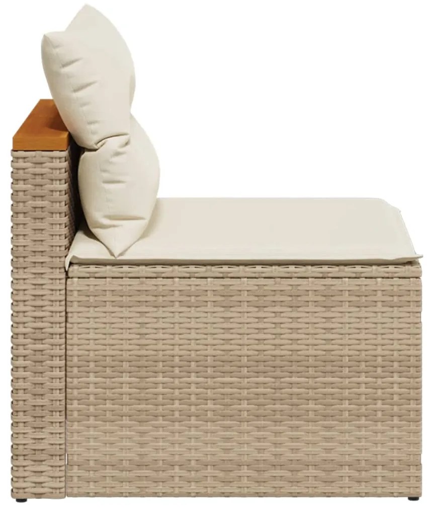 vidaXL Καναπέδες Κήπου Χωρίς Μπράτσα 2 τεμ. Μπεζ Συνθ. Ρατάν &amp; Μαξιλ.