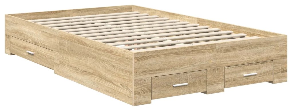 vidaXL Σκελετός Κρεβατιού Δρύς Sonoma 135 x 190 cm Επεξεργασμένο ξύλο