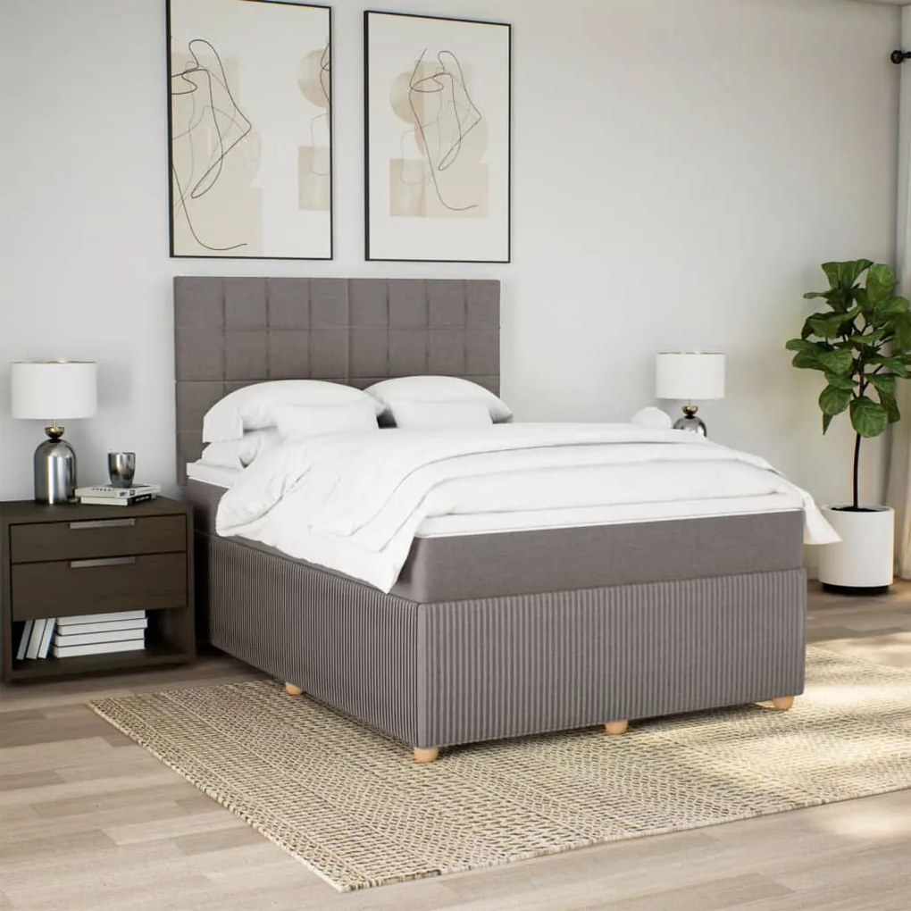 vidaXL Κρεβάτι Boxspring με Στρώμα Taupe 160x200 εκ. Υφασμάτινο