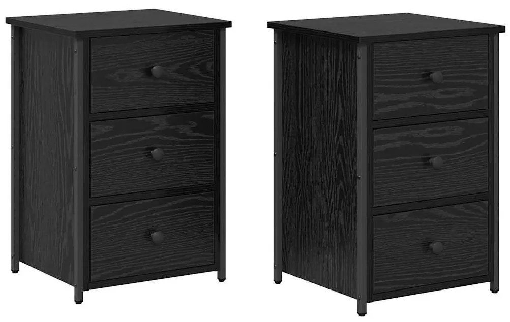 vidaXL Κομοδίνο με συρτάρι 2 pcs Μαύρη δρυς 40 x 36 x 60 εκ
