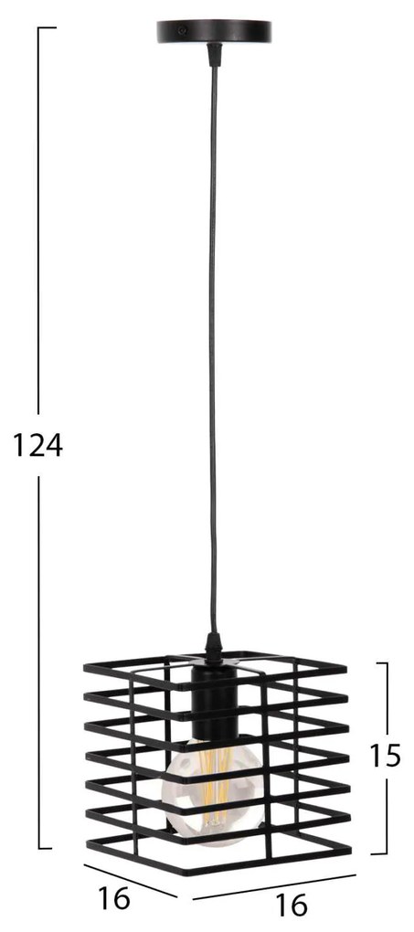 ΦΩΤΙΣΤΙΚΟ ΟΡΟΦΗΣ ΚΡΕΜΑΣΤΟ HM4131 ΜΑΥΡΟ ΜΕΤΑΛΛΙΚΟ ΚΑΠΕΛΟ 16x16x124Υεκ.