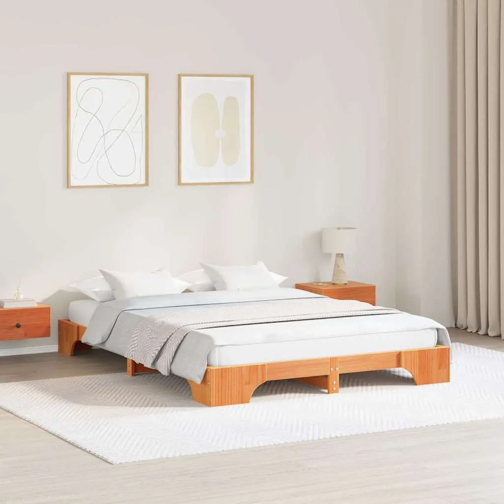 vidaXL Σκελετός Κρεβατιού Καφέ κεριού 160 x 200 cm Μασίφ ξύλο πεύκου