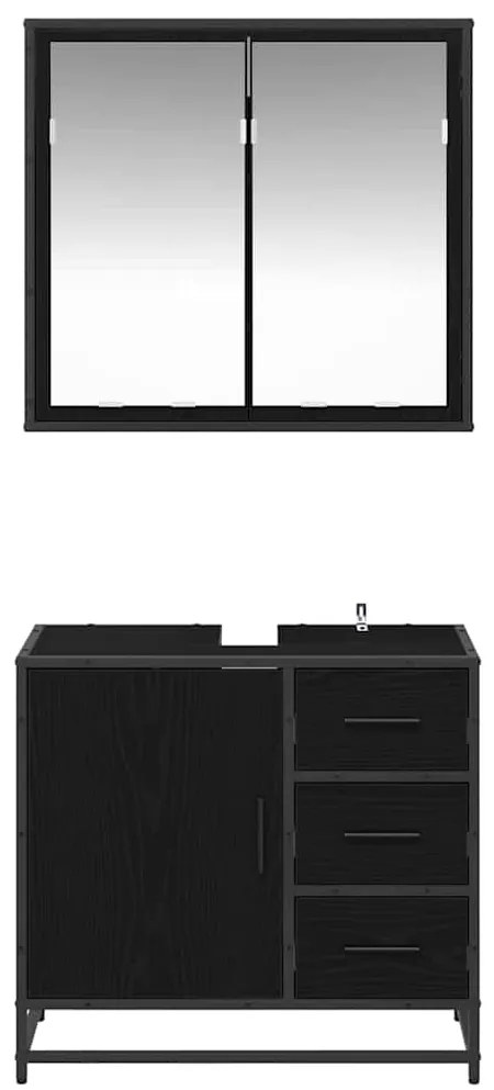 vidaXL Σετ Επίπλων Μπάνιου με συρτάρι 2 pcs Μαύρη δρυς 65 x 33 x 60 εκ