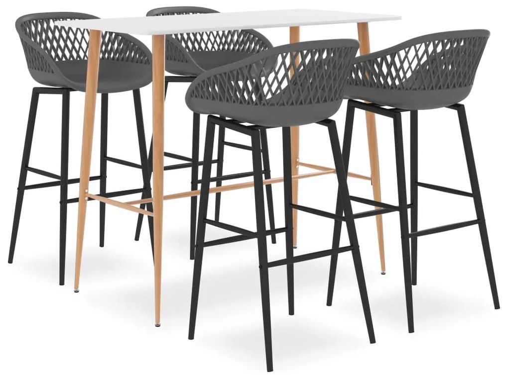 Σετ Επίπλων Μπαρ 5 Τεμαχίων Λευκό / Γκρι