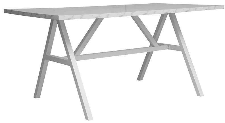 Τραπέζι Alarick λευκό μαρμάρου-πόδι λευκό 160x90x76εκ Υλικό: MELAMINE - METAL 15MM 225-000013