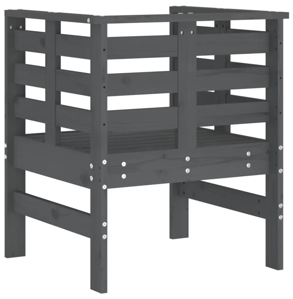 vidaXL Καρέκλες Κήπου 2 τεμ. Γκρι 61,5 x 53 x 71 εκ. Μασίφ Ξύλο Πεύκου