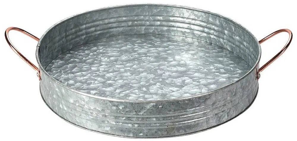 Mεταλλικός δίσκος σερβιρίσματος (FZ1000820) με χάλκινες λαβές, 30.5 x 30.5 x 5.5cm