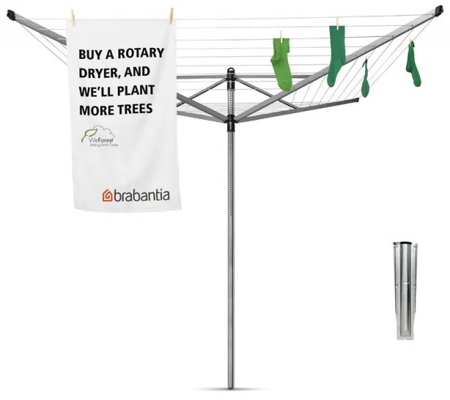 Brabantia Lift-O-Matic για εξωτερικούς χώρους 90300269, 60 m, Ρυθμιζόμενο ύψος, Μεταλλικό καρφί, Ανθεκτικό στη διάβρωση, Inox