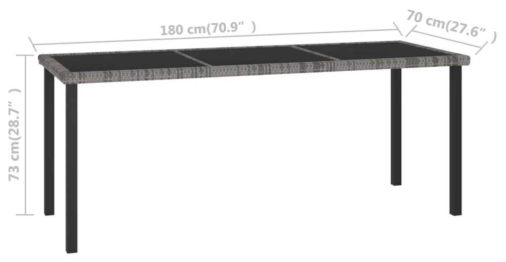 ΤΡΑΠΕΖΑΡΙΑ ΚΗΠΟΥ ΓΚΡΙ 180 X 70 X 73 ΕΚ. ΑΠΟ ΣΥΝΘΕΤΙΚΟ ΡΑΤΑΝ 315119