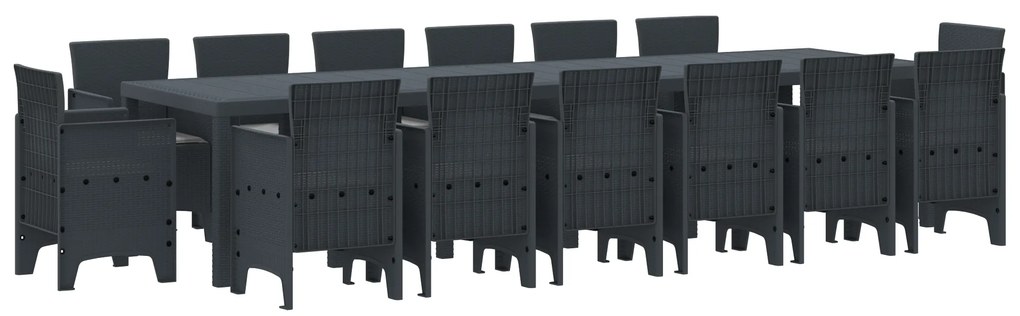 vidaXL Σερβίτσιο Κήπου με Μαξιλάρια 15 pcs Ανθρακί Μεγάλο 14-θέσιο