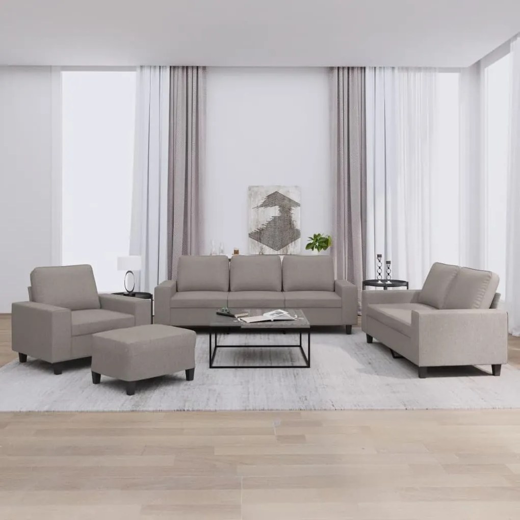 vidaXL Σετ Καναπέ 4 Τεμαχίων Taupe Υφασμάτινο