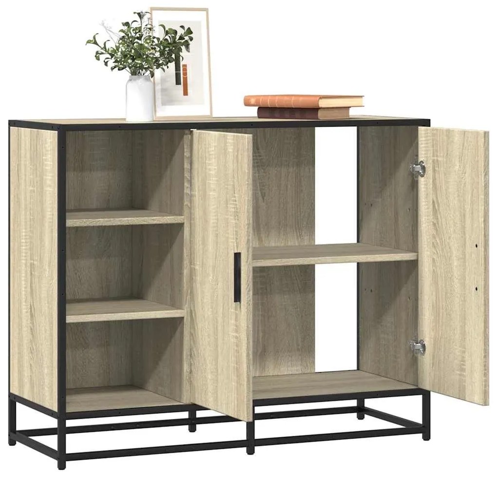 Sideboard Sonoma Oak 92x35x76 cm Κατασκευασμένο ξύλο - Καφέ