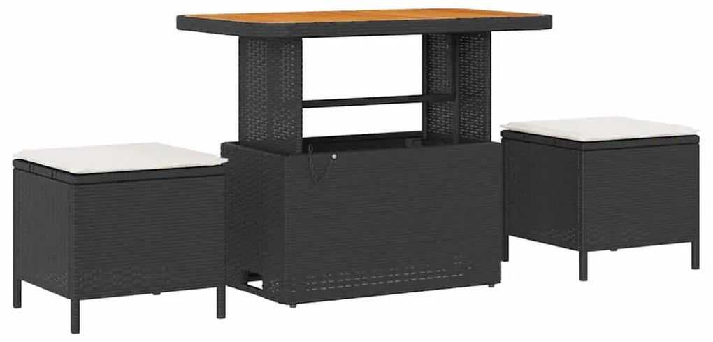 vidaXL Σετ Καναπέ Κήπου με μαξιλάρι 9 pcs Μαύρο συνθετικό ρατάν