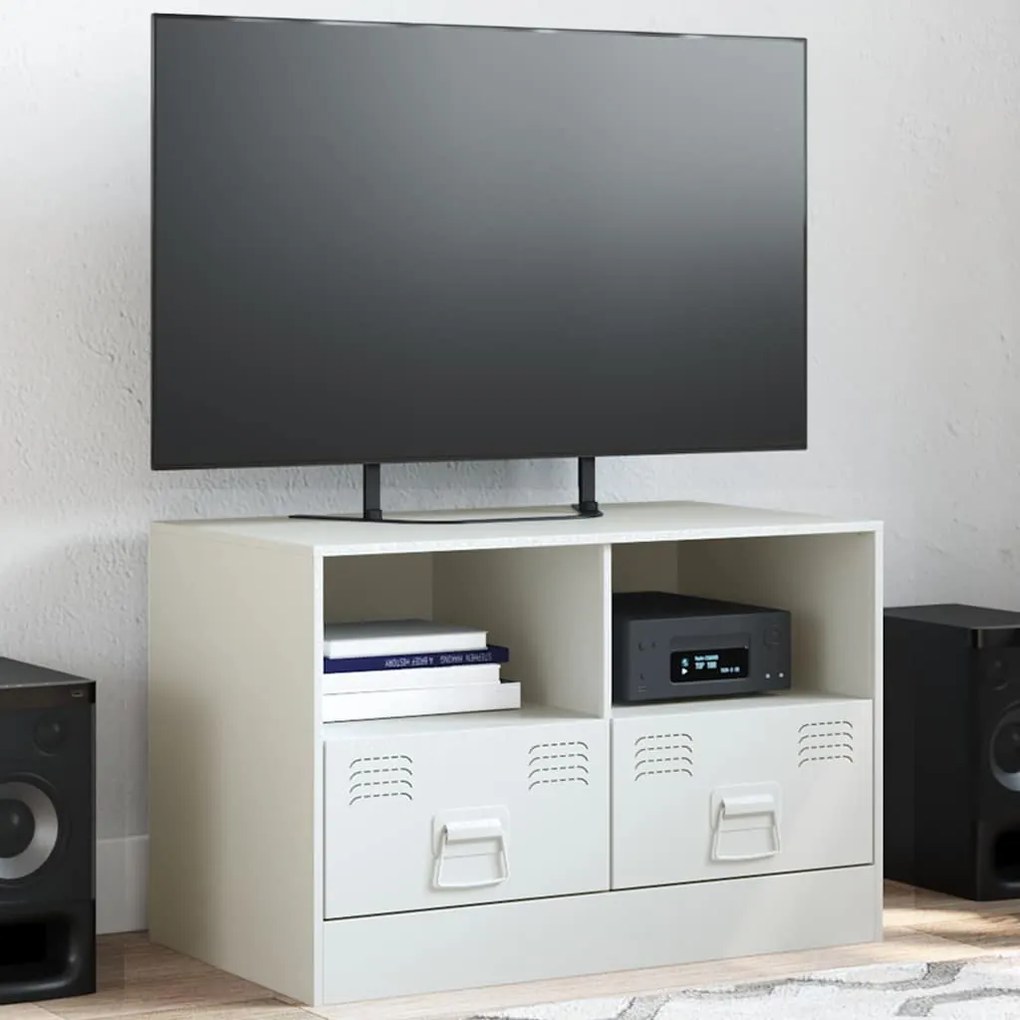 vidaXL Έπιπλο Τηλεόρασης Λευκό 67x39x44 εκ. από Χάλυβα