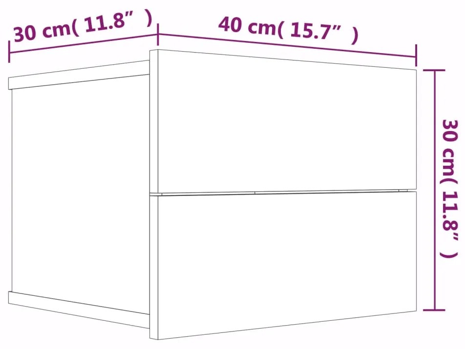 Κομοδίνα 2 τεμ. Καφέ Δρυς από 40x30x30 Επεξεργασμένο Ξύλο - Καφέ