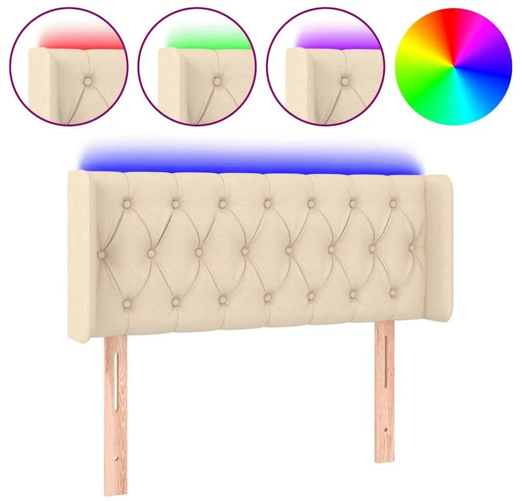 vidaXL Κεφαλάρι Κρεβατιού LED Κρεμ 103x16x78/88 εκ. Υφασμάτινο