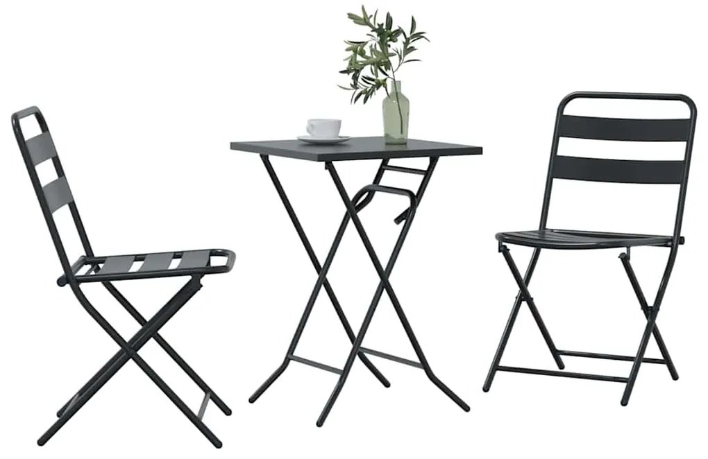 vidaXL Σετ Μπιστρό Κήπου 3 pcs Ανθρακί Ατσάλι