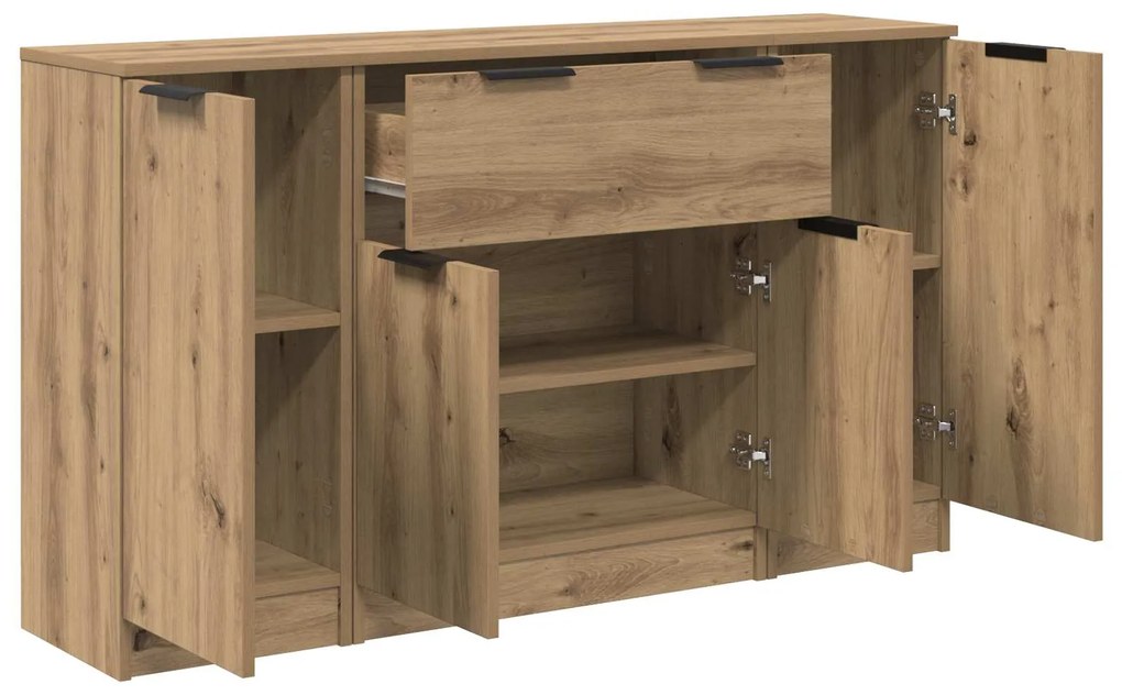 vidaXL Πλαϊνό γραφείο με συρτάρι 3 pcs Artisan Oak Επεξεργασμένο ξύλο